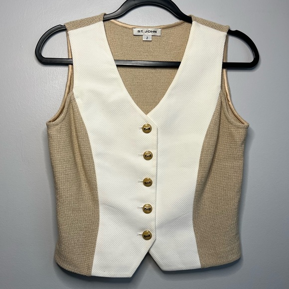 St. John Jackets & Coats St John Marie Gray Size 2 White Tan Knit
